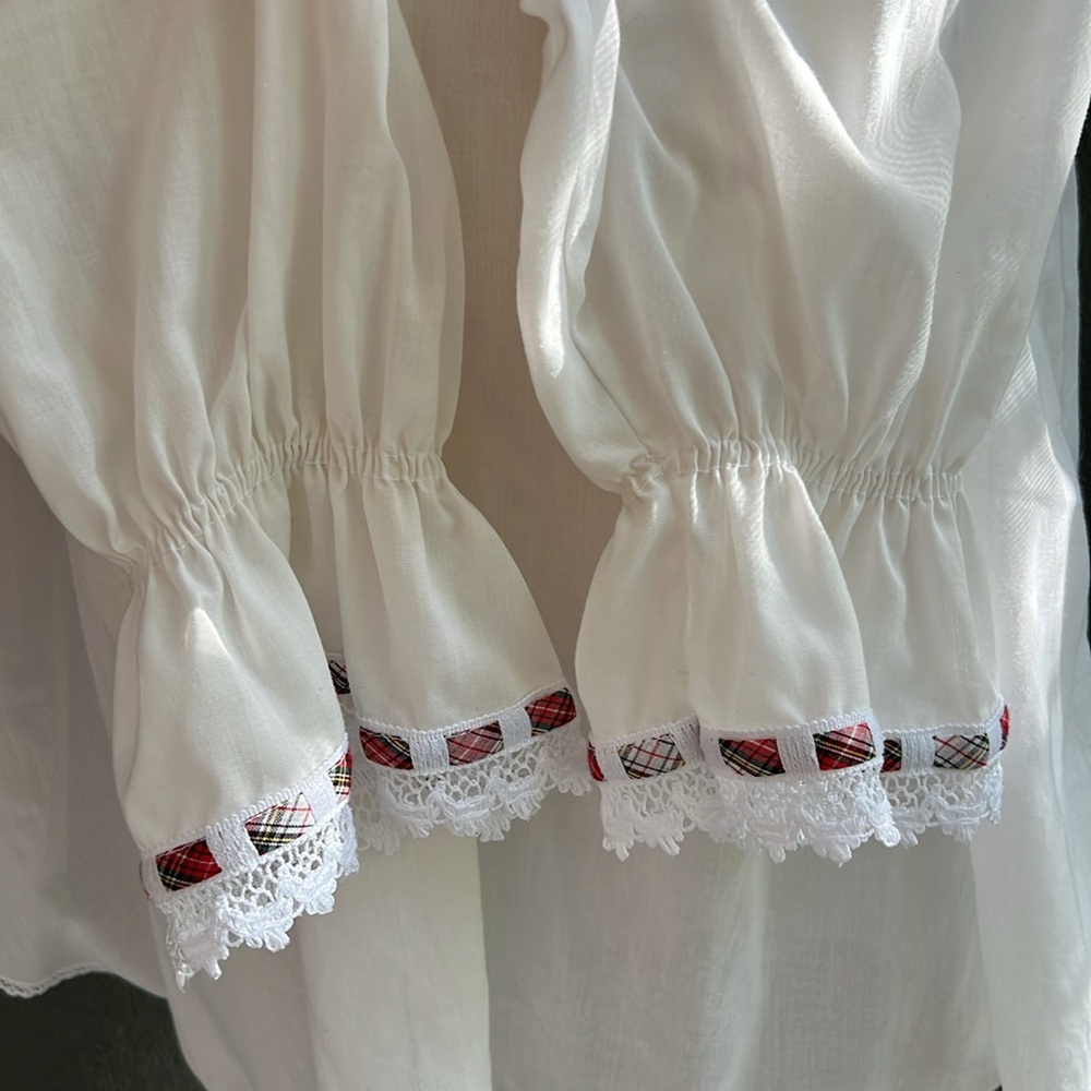 White Ruffled Women's Renaissance Top - Picture 5 of 9